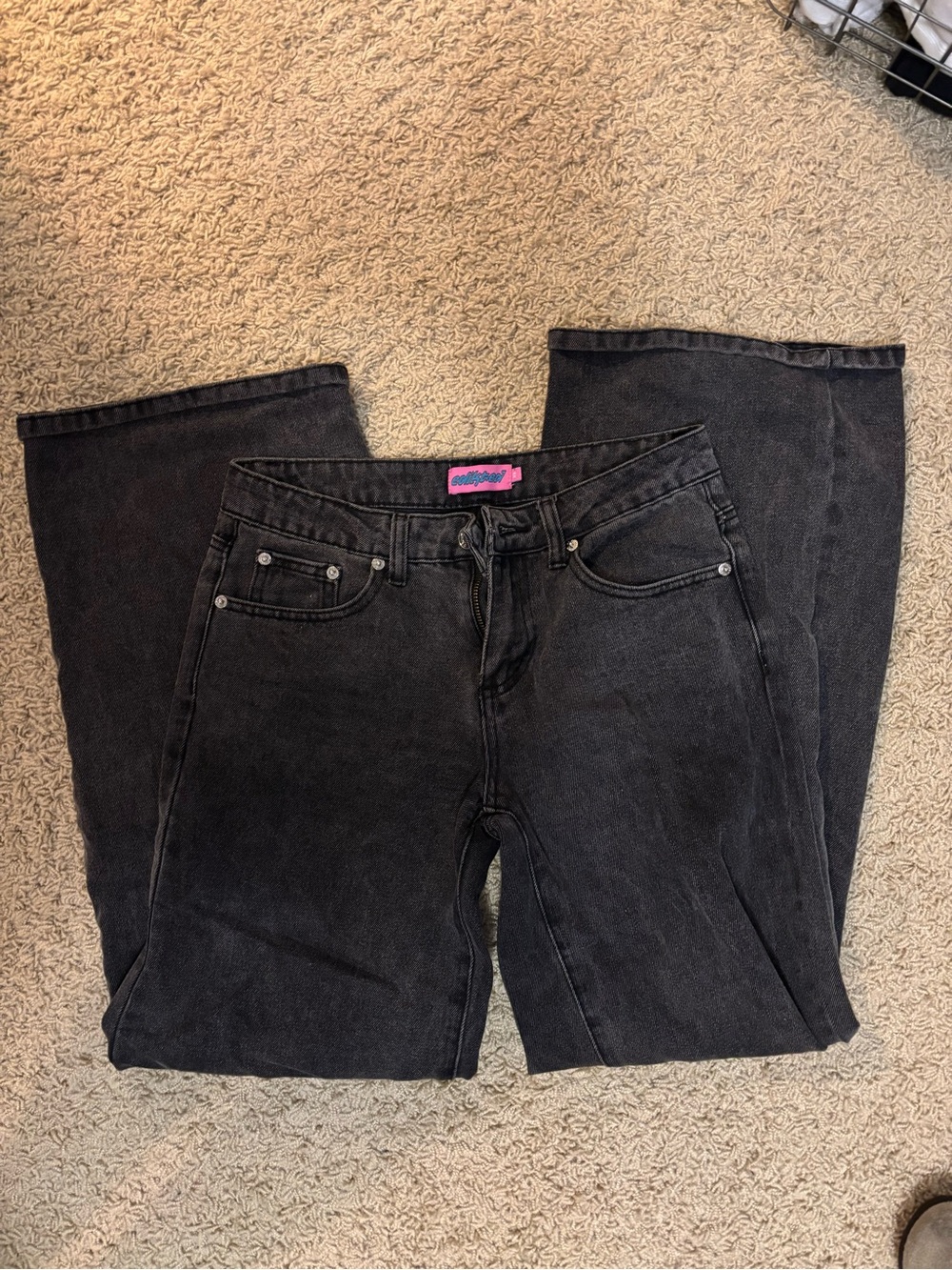 Edikted Women's Low Rise Black Wide-Leg Jeans
